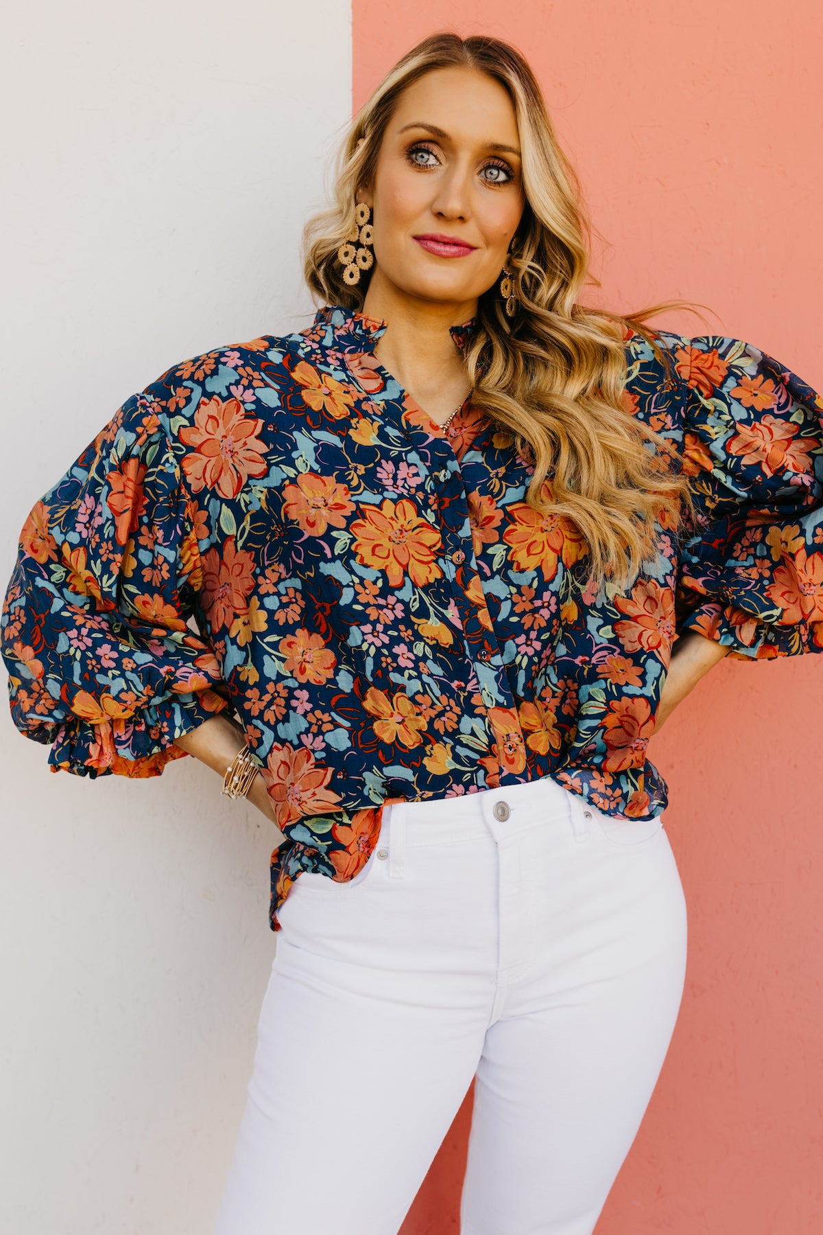 The Evie Floral Bubble Sleeve Blouse