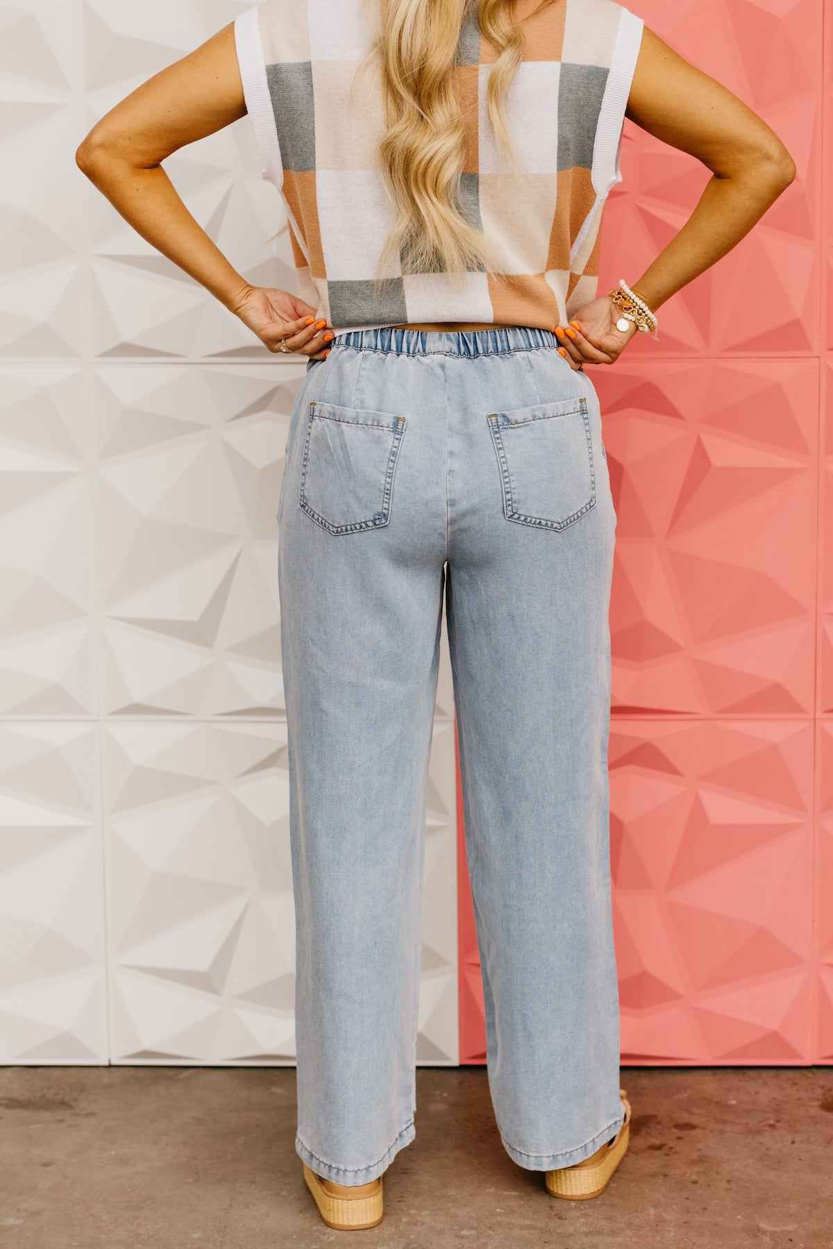 The Nicolas Draw String Wide Leg Chambray Pants