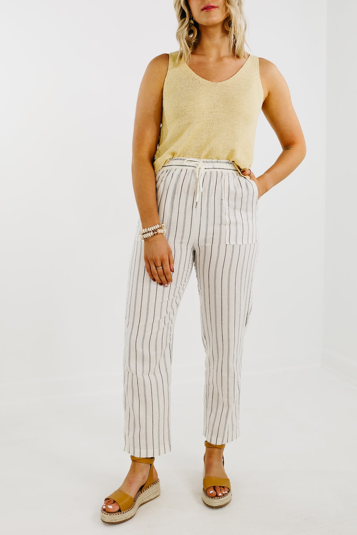 Striped linen outlet trousers