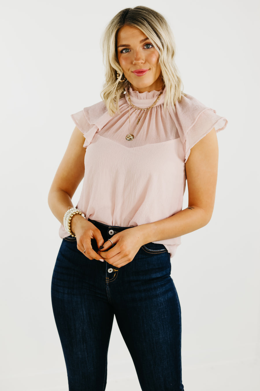 The Jazlyn Ruffle Sleeve Sweetheart Blouse - FINAL SALE