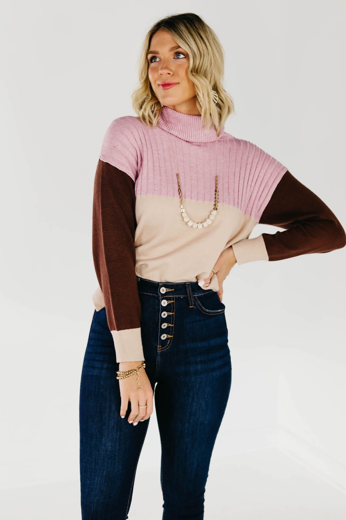 Colorblock turtleneck on sale