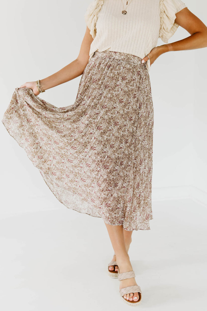 The Wishlist Henry Floral Pleated Midi Skirt | MOD Boutique